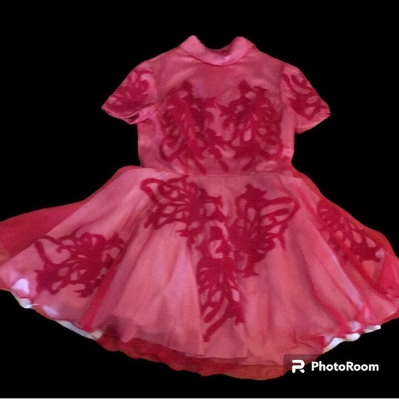 Narces - Collared Short Sleeve Dress with Velvet Detail - Picture 1 of 10